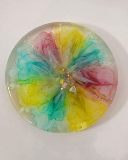 Multicolor 3D Flower Resin Coaster