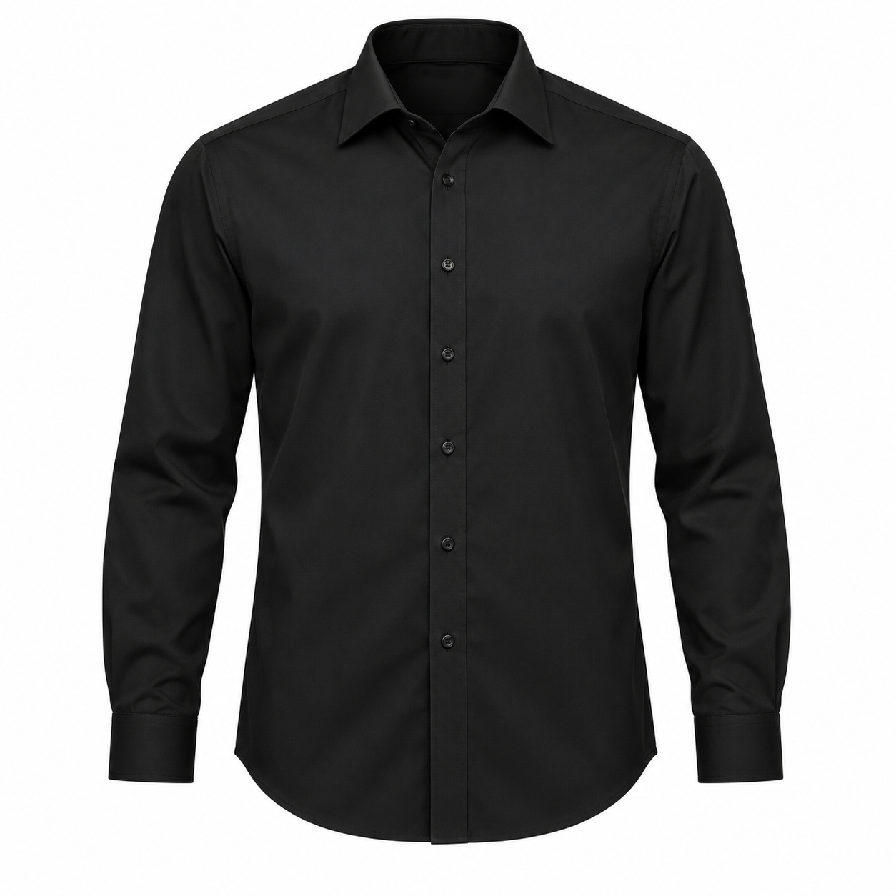 Classic Long-Sleeve Formal Dress Shirt - Black - M