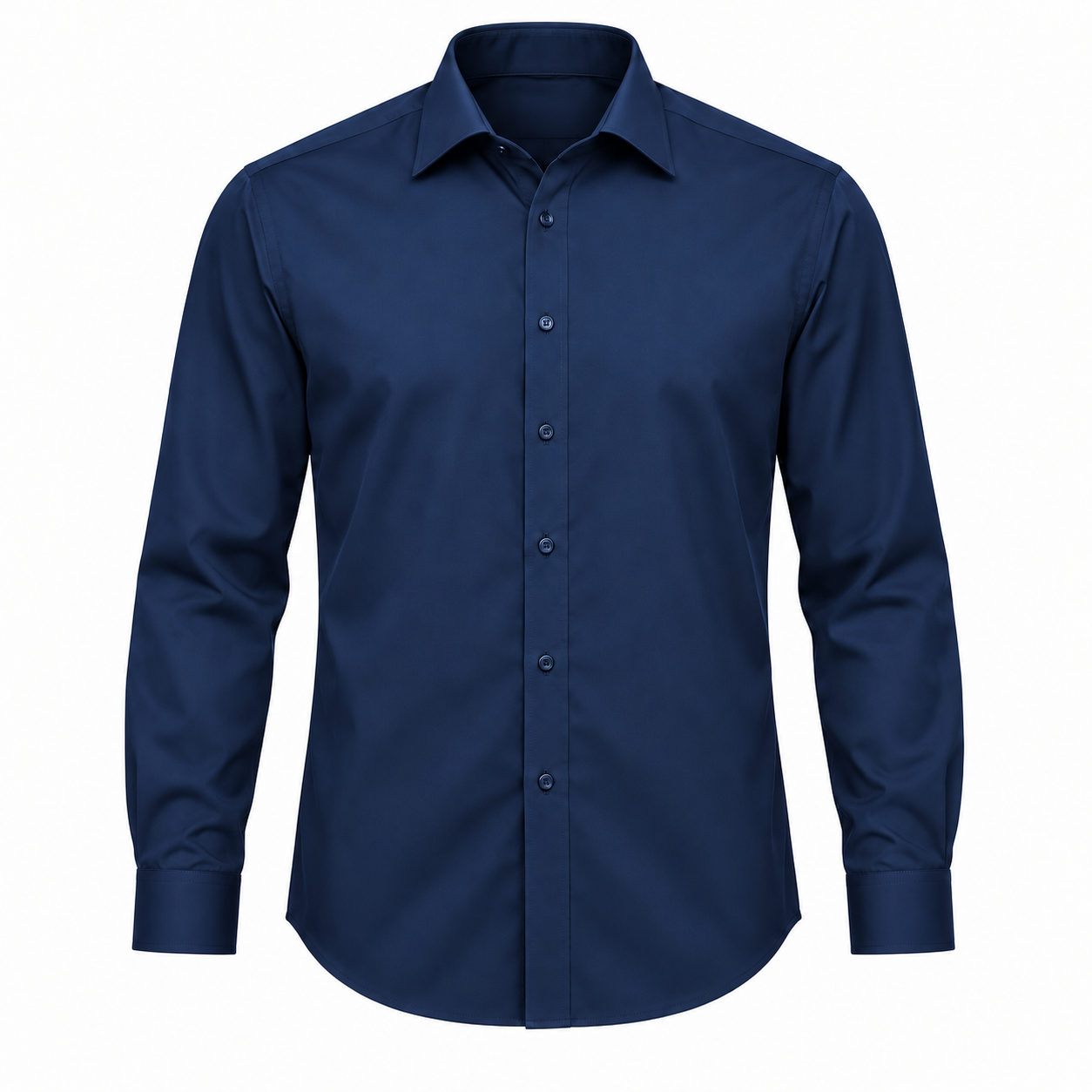 Classic Long-Sleeve Formal Dress Shirt - Navy Blue - M